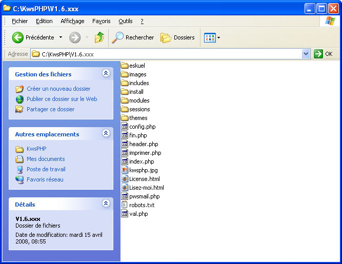 Contenu de KwsPHP v.1.6